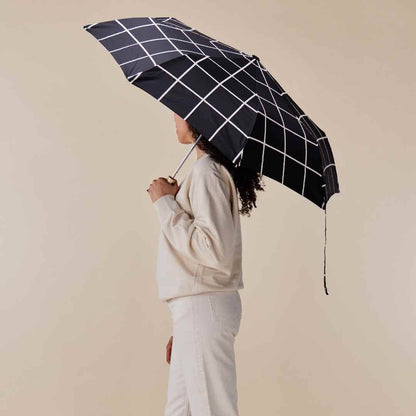 Black Grid Compact Eco-friendly Duck Umbrella