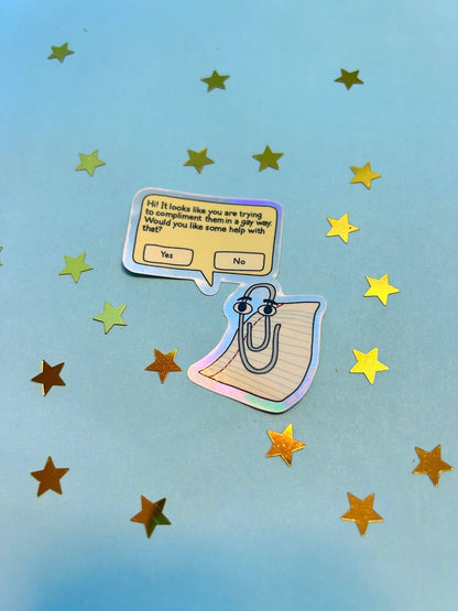 Gay Clippy Holographic Sticker