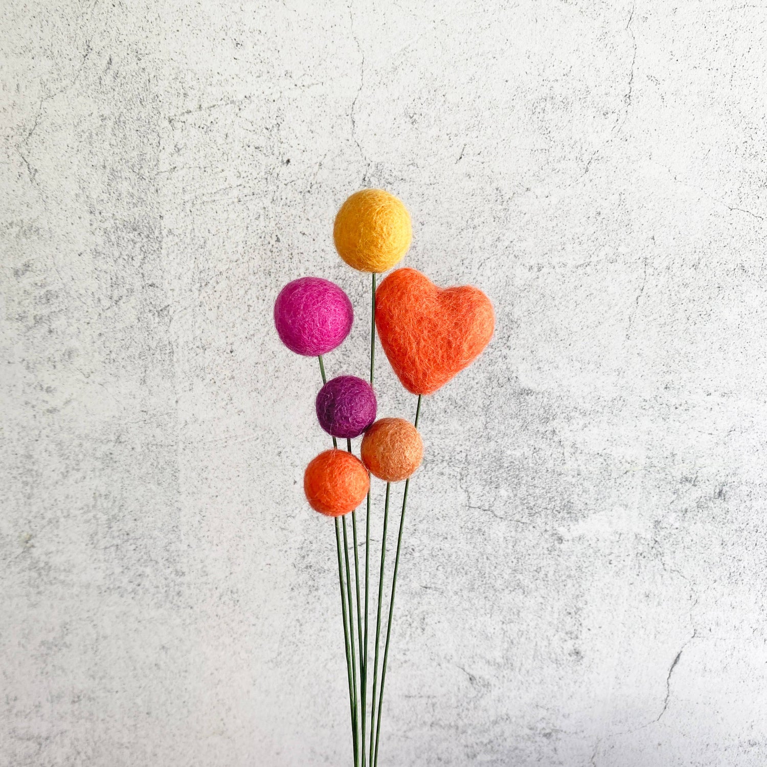 Set of 6 Felt Heart Ball Bouquet Tulip Fields