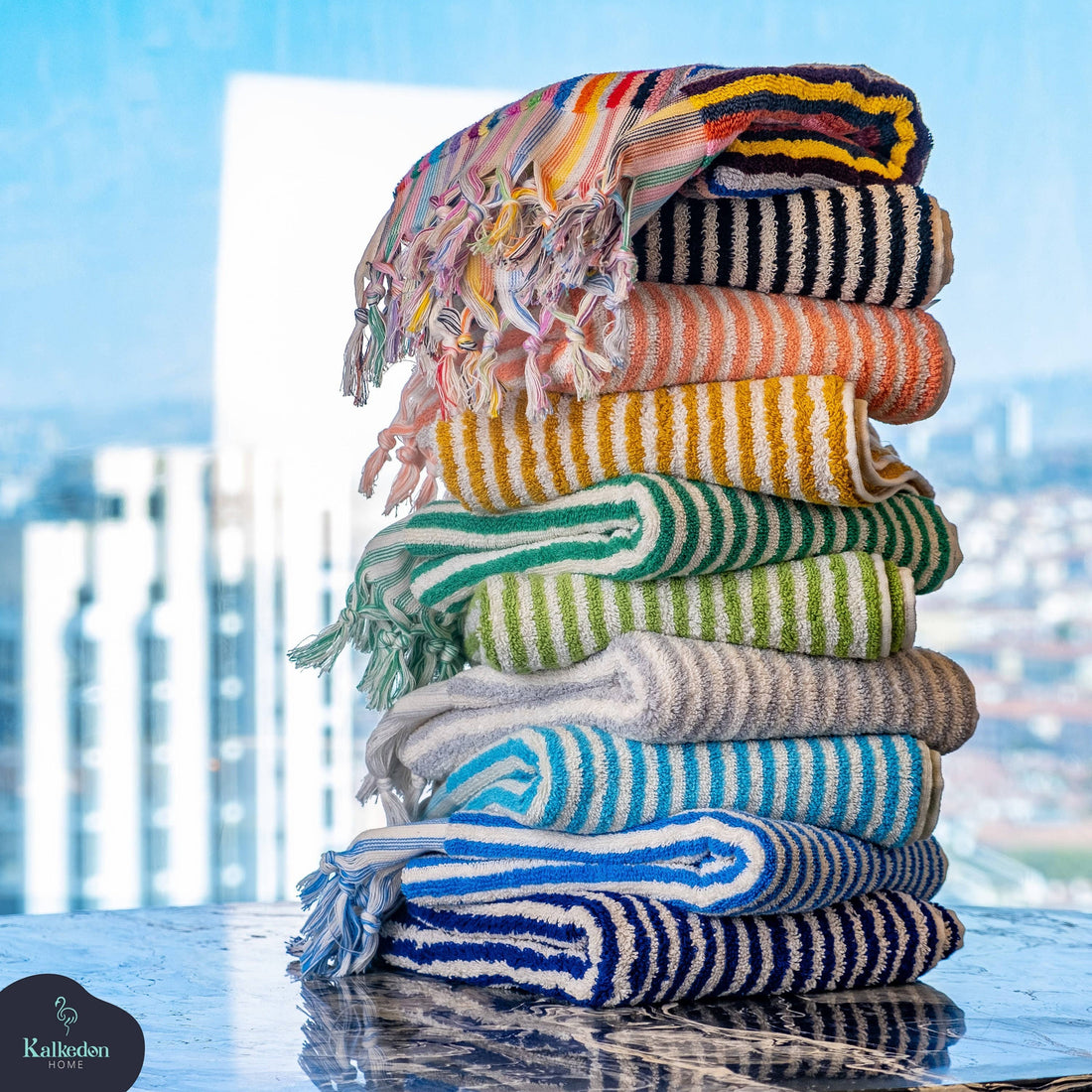 Striped Hand Towel Rainbow