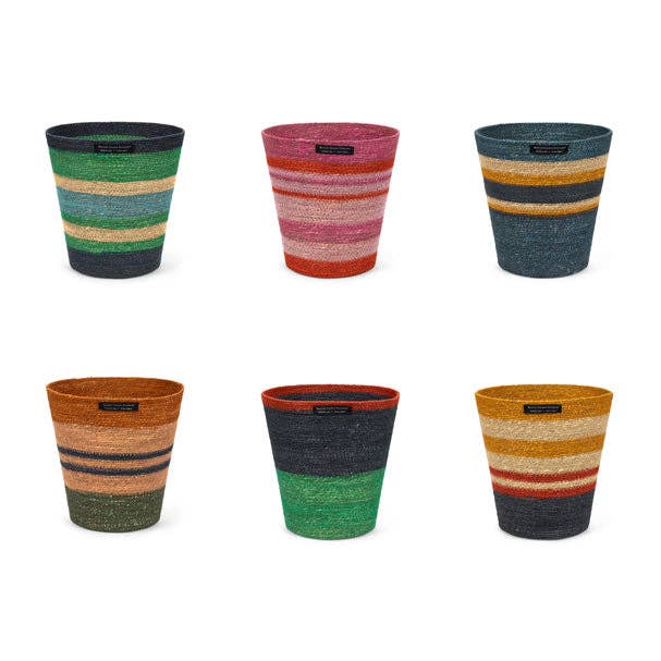 BRITISH COLOUR STANDARD Seagrass Waste Paper Basket in Midnight / Beryl Green