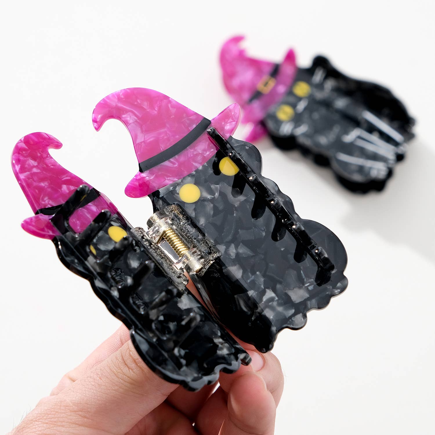 Witchy Black Cat Claw Clip - Large