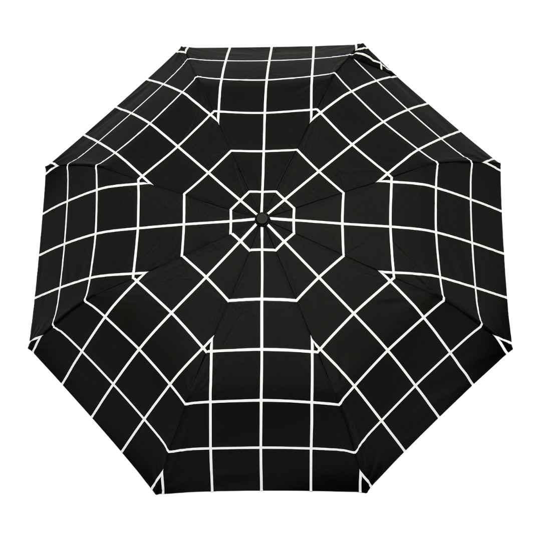 Black Grid Compact Eco-friendly Duck Umbrella