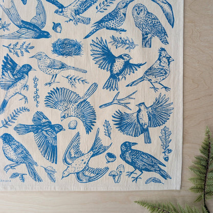 Tea towel | blue birds - cotton flour sack kitchen dish cloth