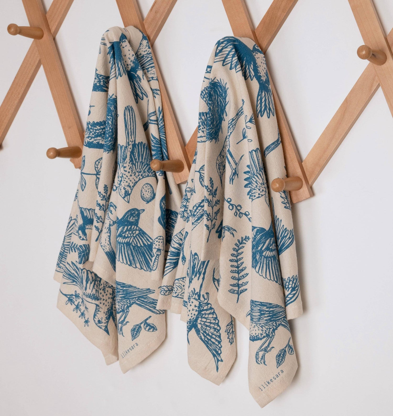 Tea towel | blue birds - cotton flour sack kitchen dish cloth