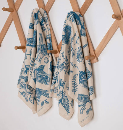 Tea towel | blue birds - cotton flour sack kitchen dish cloth