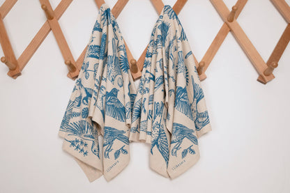 Tea towel | blue birds - cotton flour sack kitchen dish cloth