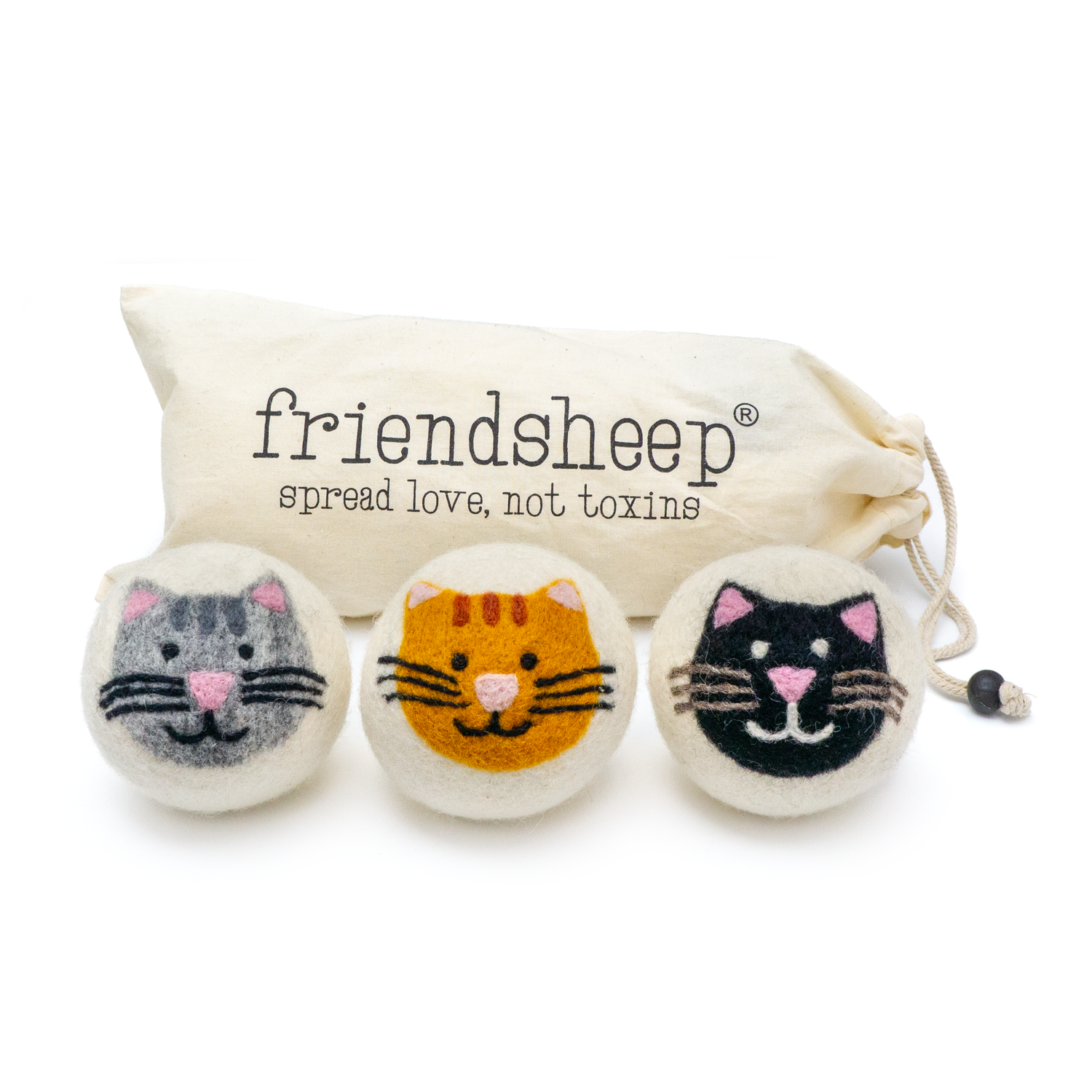 Wool Dryer Ball Gray Cat (one)