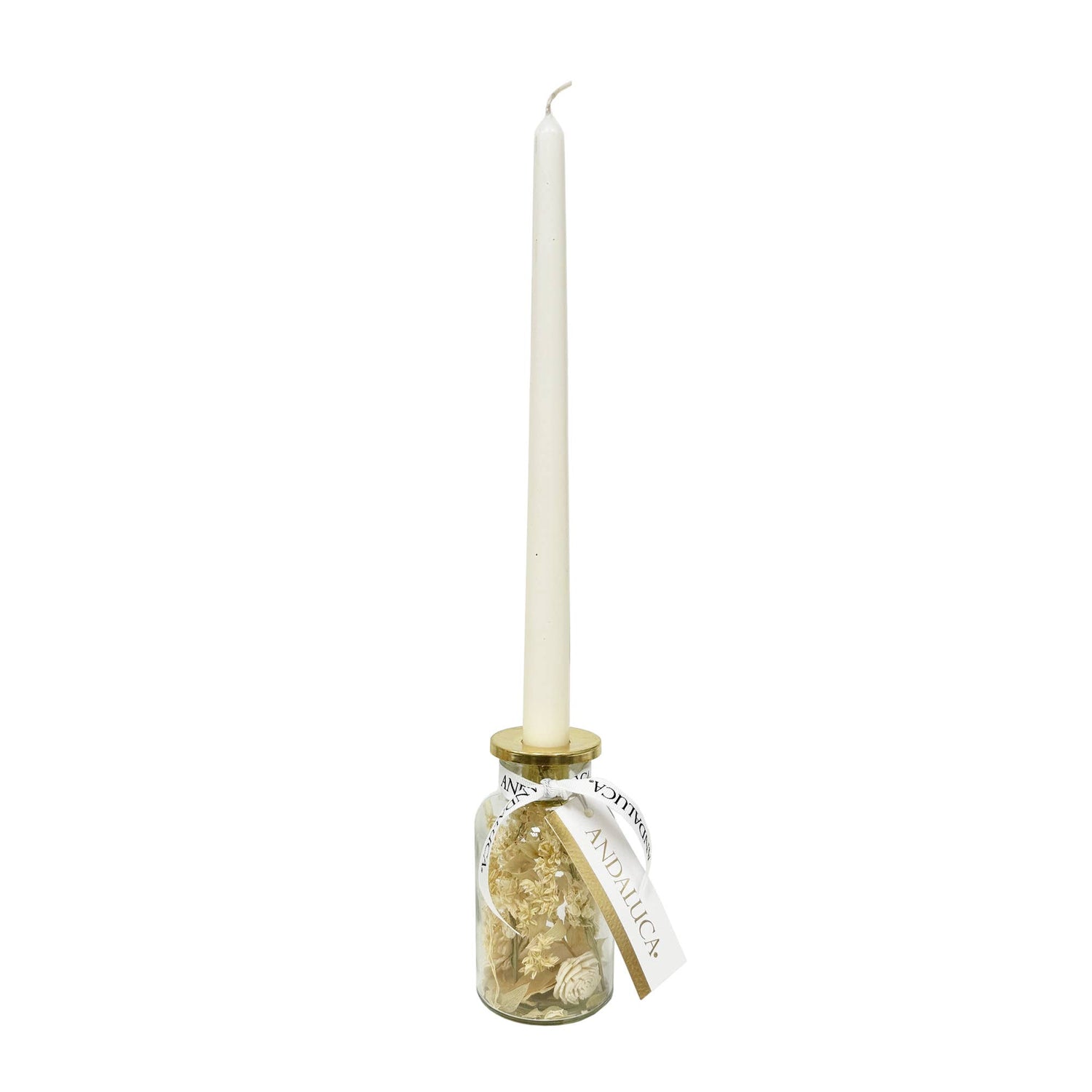White Blossoms Botanical Taper Candle Holder: Stout Shape