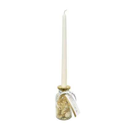 White Blossoms Botanical Taper Candle Holder: Stout Shape