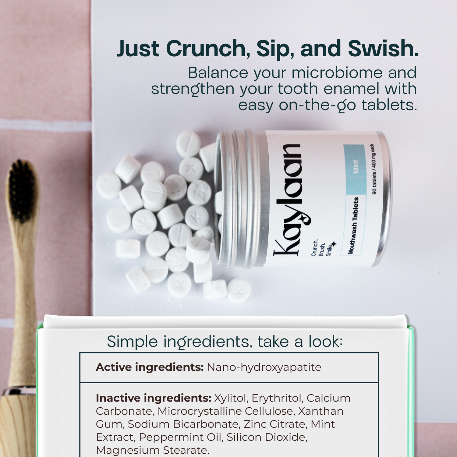 Kaylaan Mouthwash Tablets –Plastic-Free, Travel-Friendly Tin