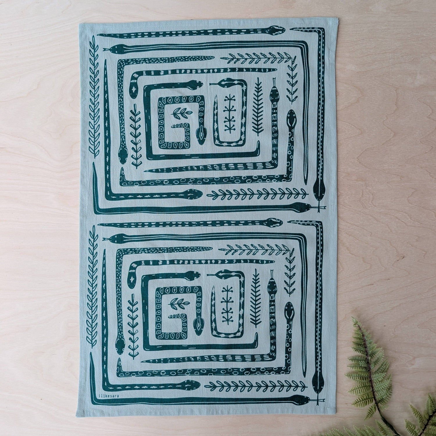 Tea towel | serpent path - cotton flour sack snake kitchen dish cloth