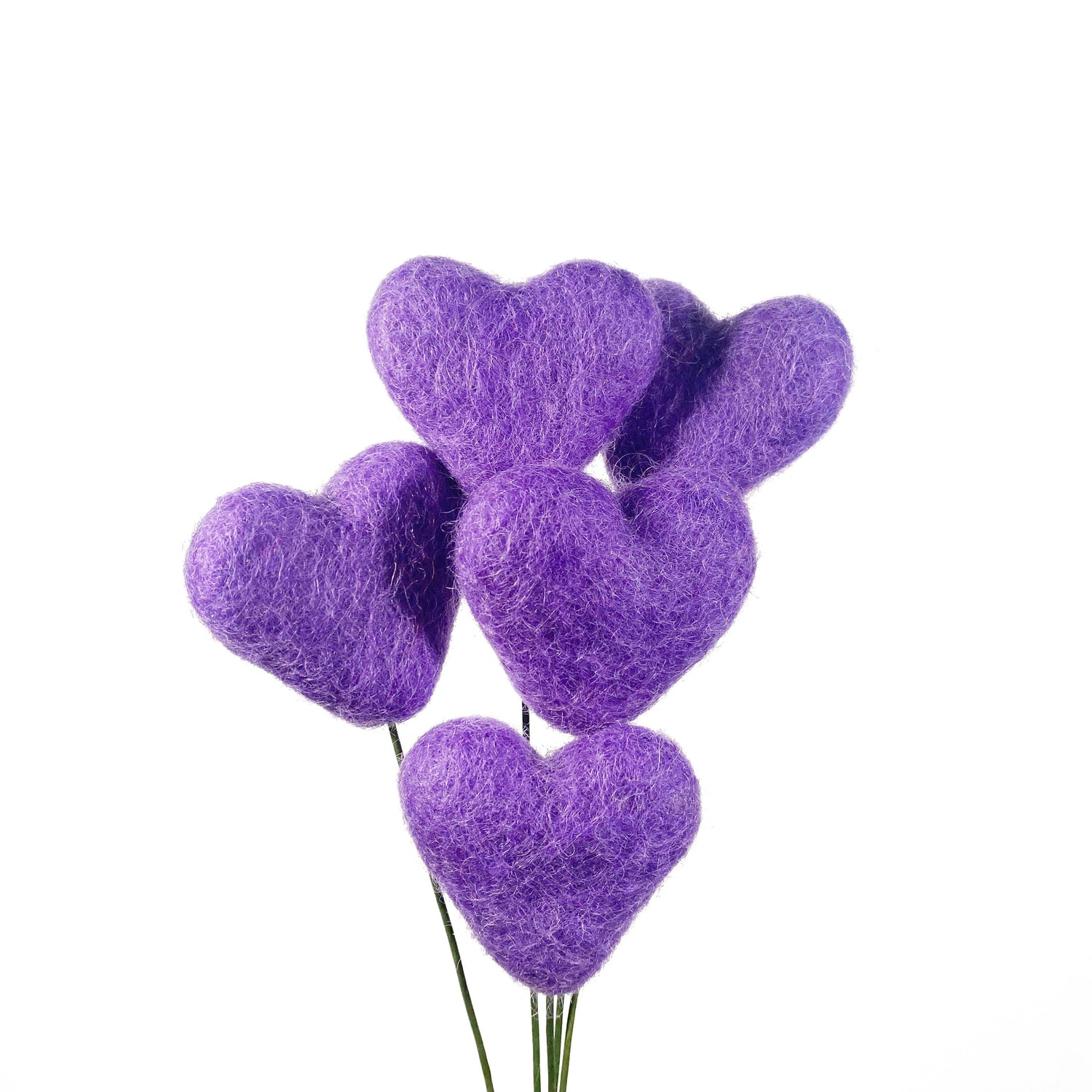 Felt Heart Stem Singles Purple