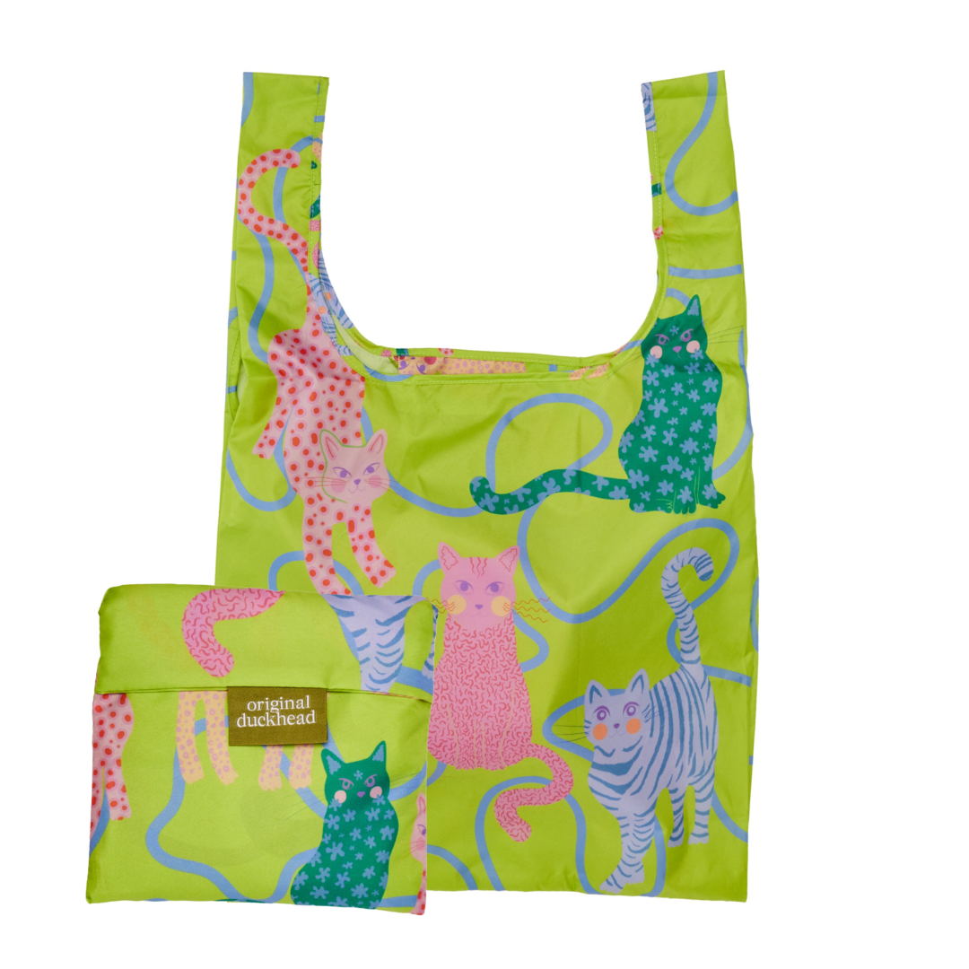 Lime Arty Cats Eco-Friendly Reusable Bag