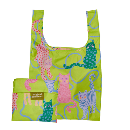 Lime Arty Cats Eco-Friendly Reusable Bag