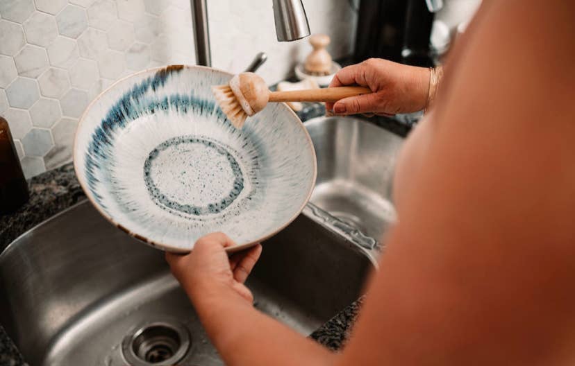 Bamboo Long Handle Dish Brush with replaceable head