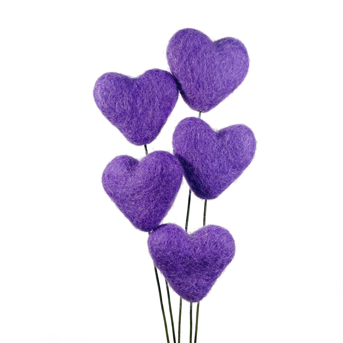 Felt Heart Stem Singles Purple
