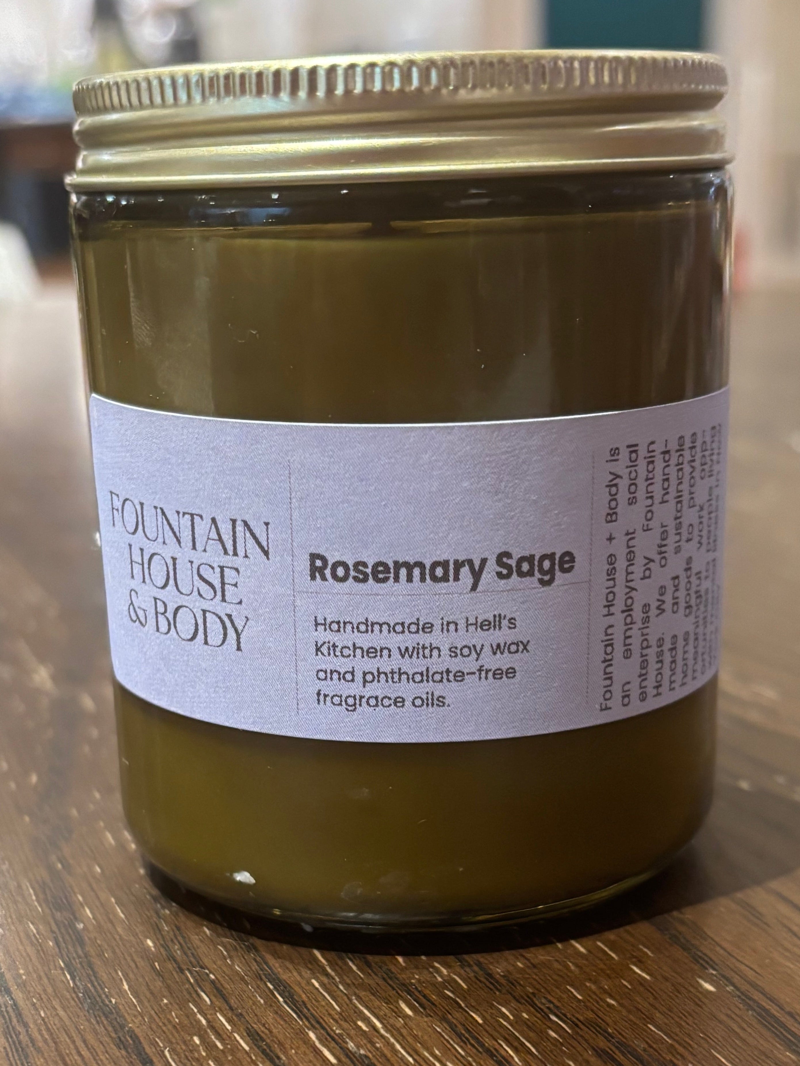 Hand Poured Soy Candle 7.2 oz -- Rosemary Sage
