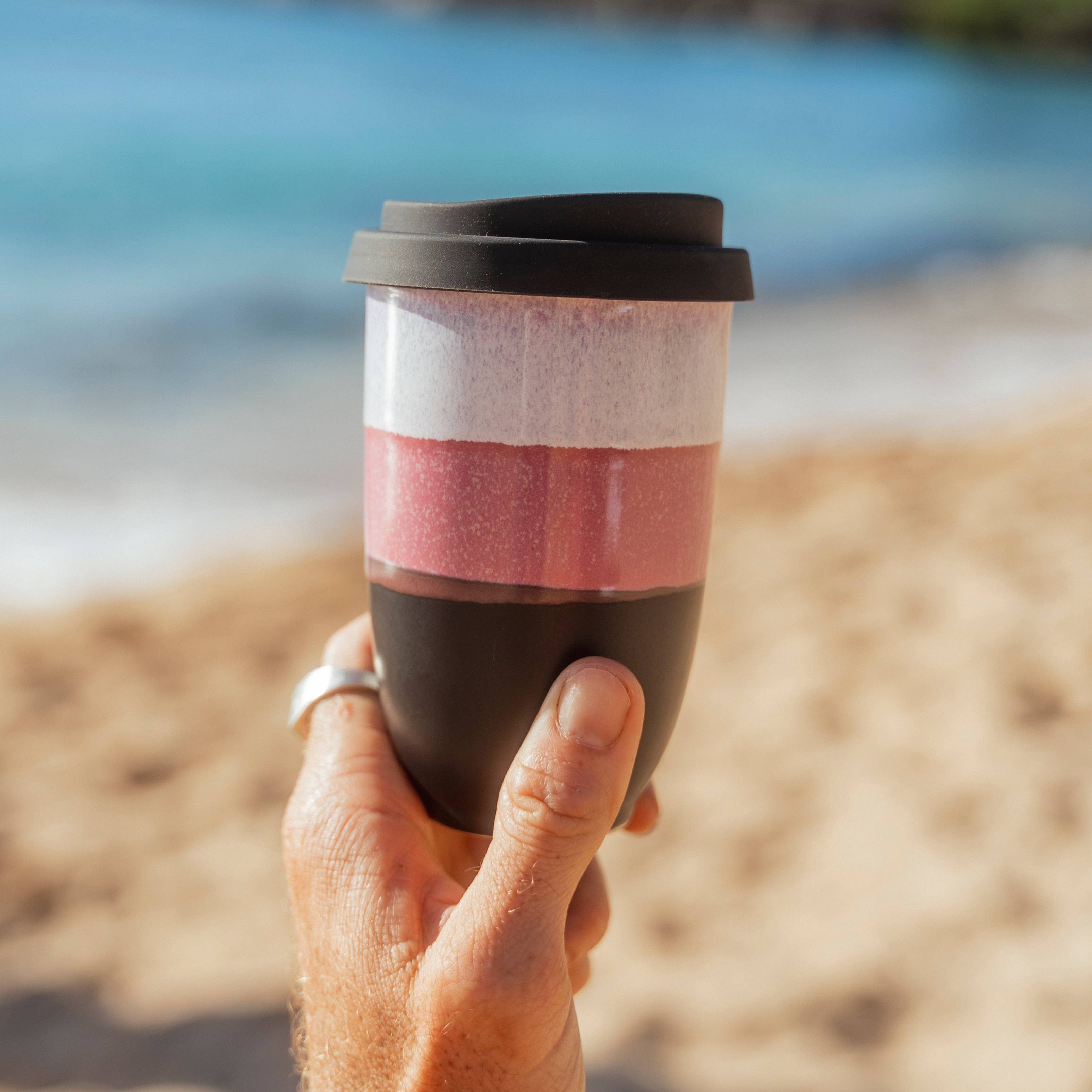 Eclipse 12oz Ceramic Travel Mug – (Includes Lid &amp; Band)