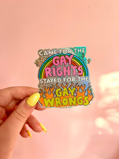 Gay Wrongs Glitter Sticker