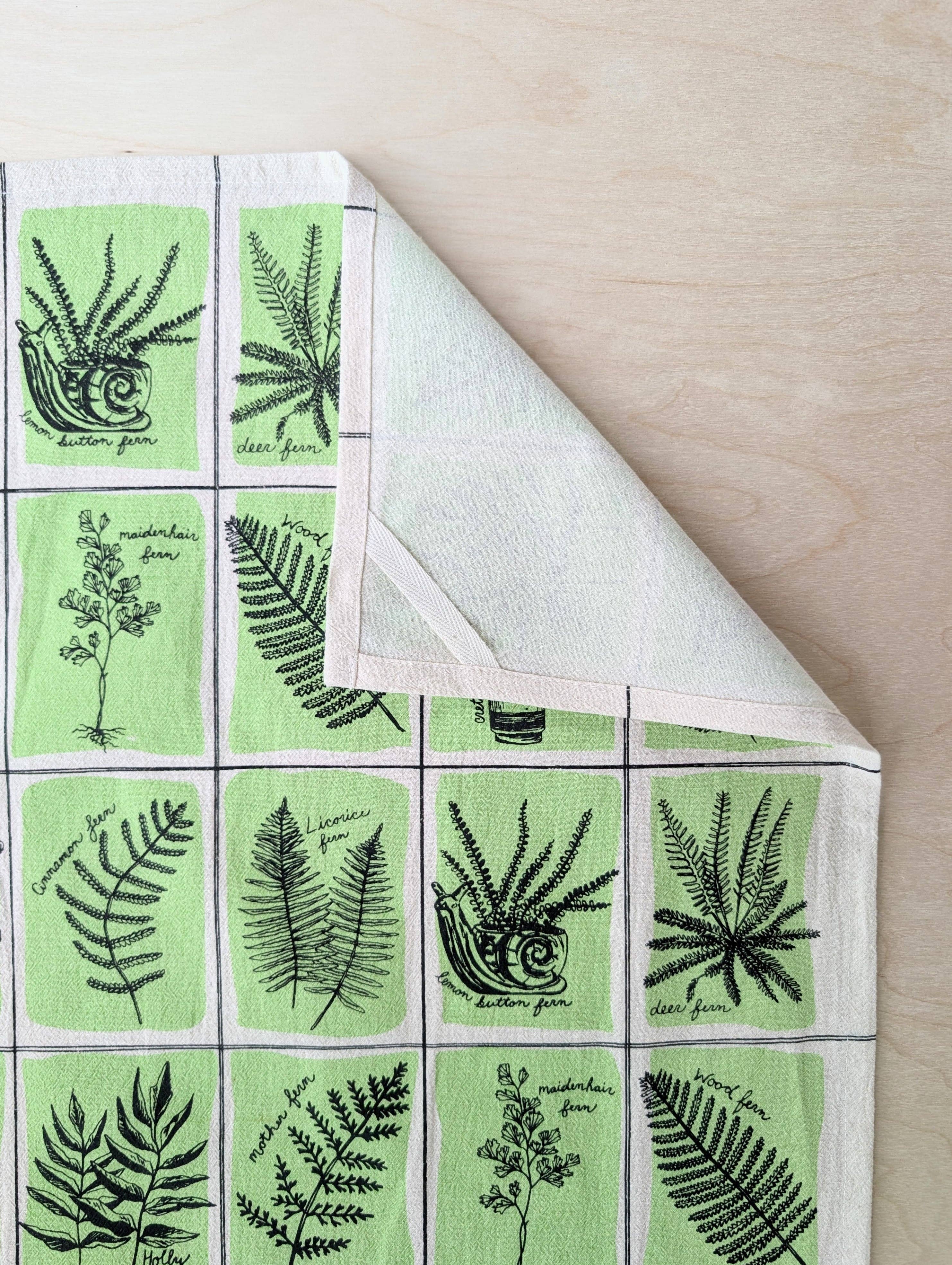 Tea towel | fern specimens - cotton flour sack kitchen dish cloth