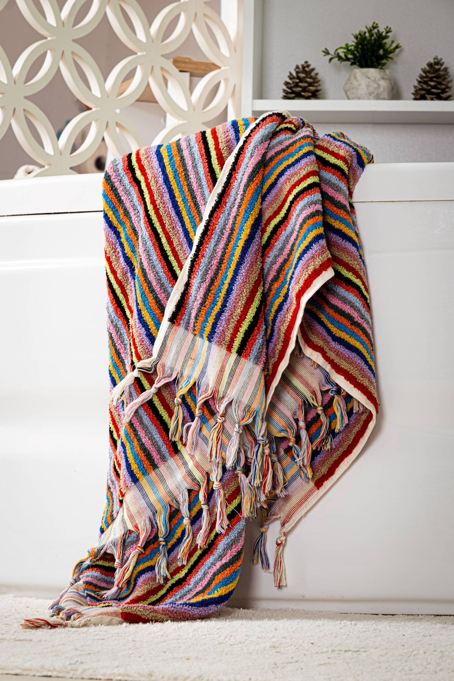 Striped Hand Towel Rainbow