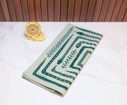 Tea towel | serpent path - cotton flour sack snake kitchen dish cloth