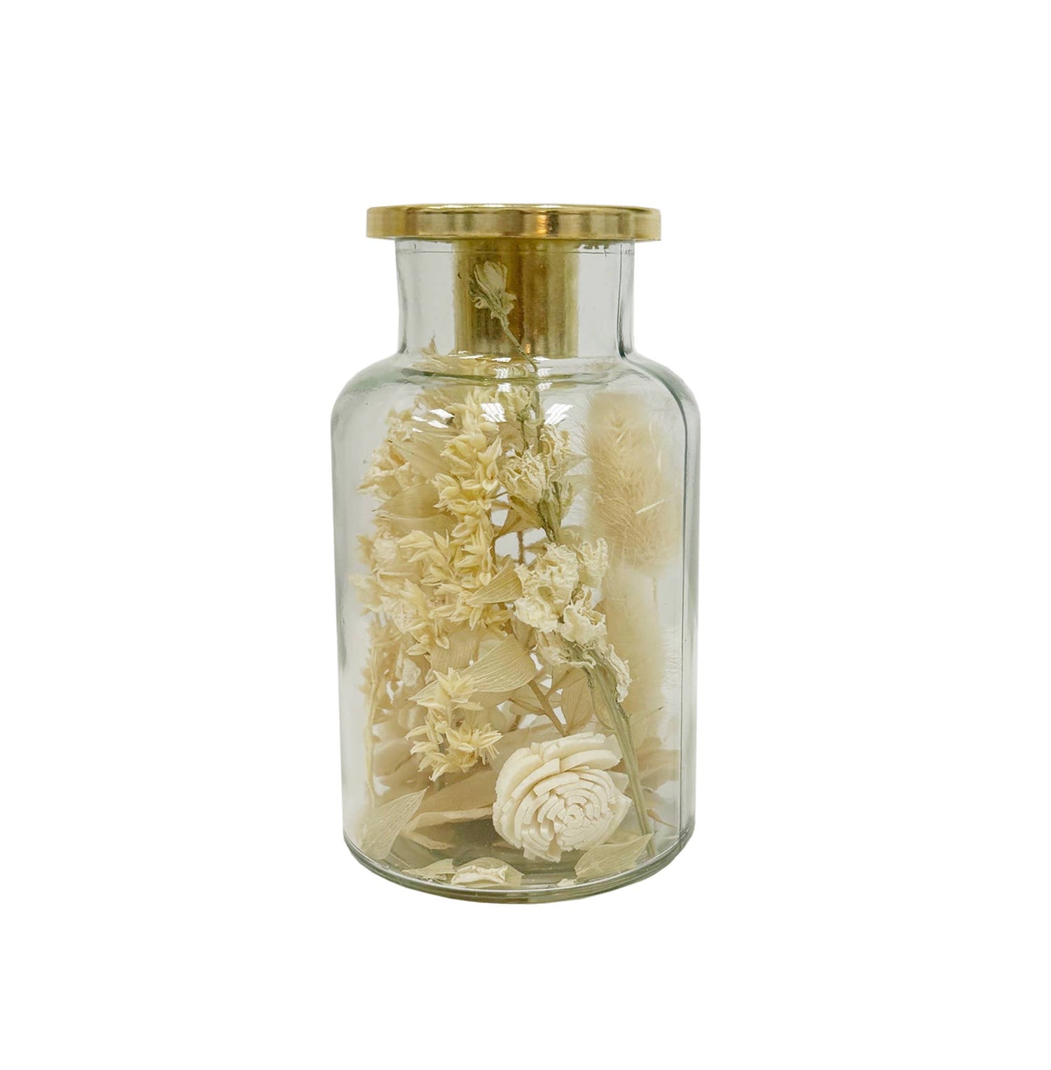 White Blossoms Botanical Taper Candle Holder: Stout Shape