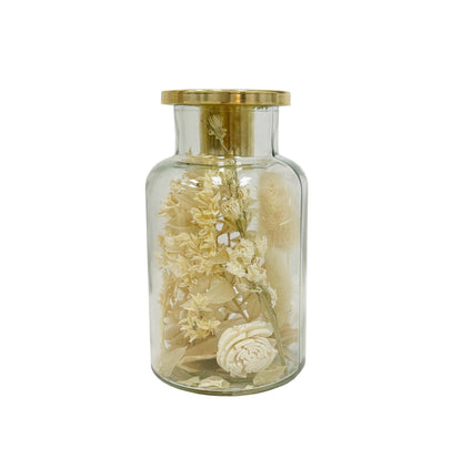 White Blossoms Botanical Taper Candle Holder: Stout Shape