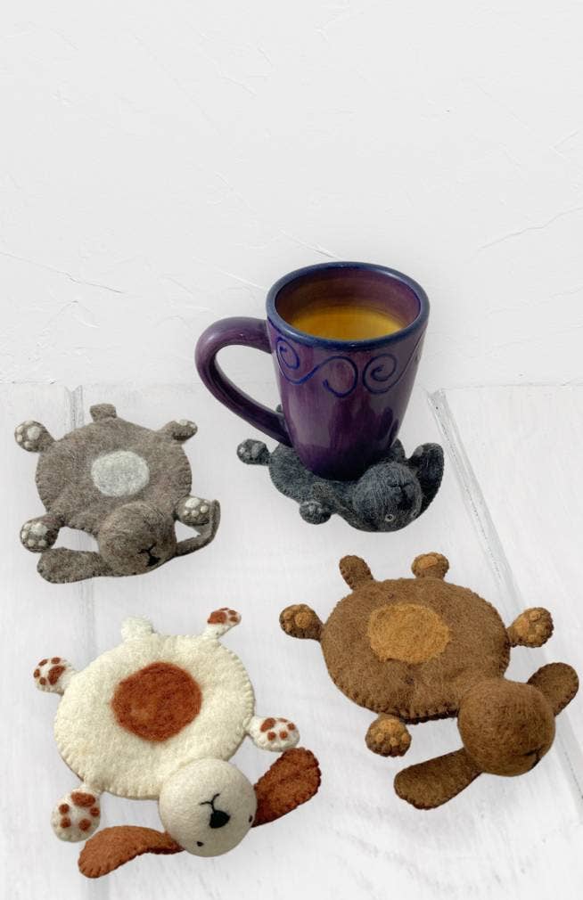 Felt 3D Dog Coasters- Set of 4