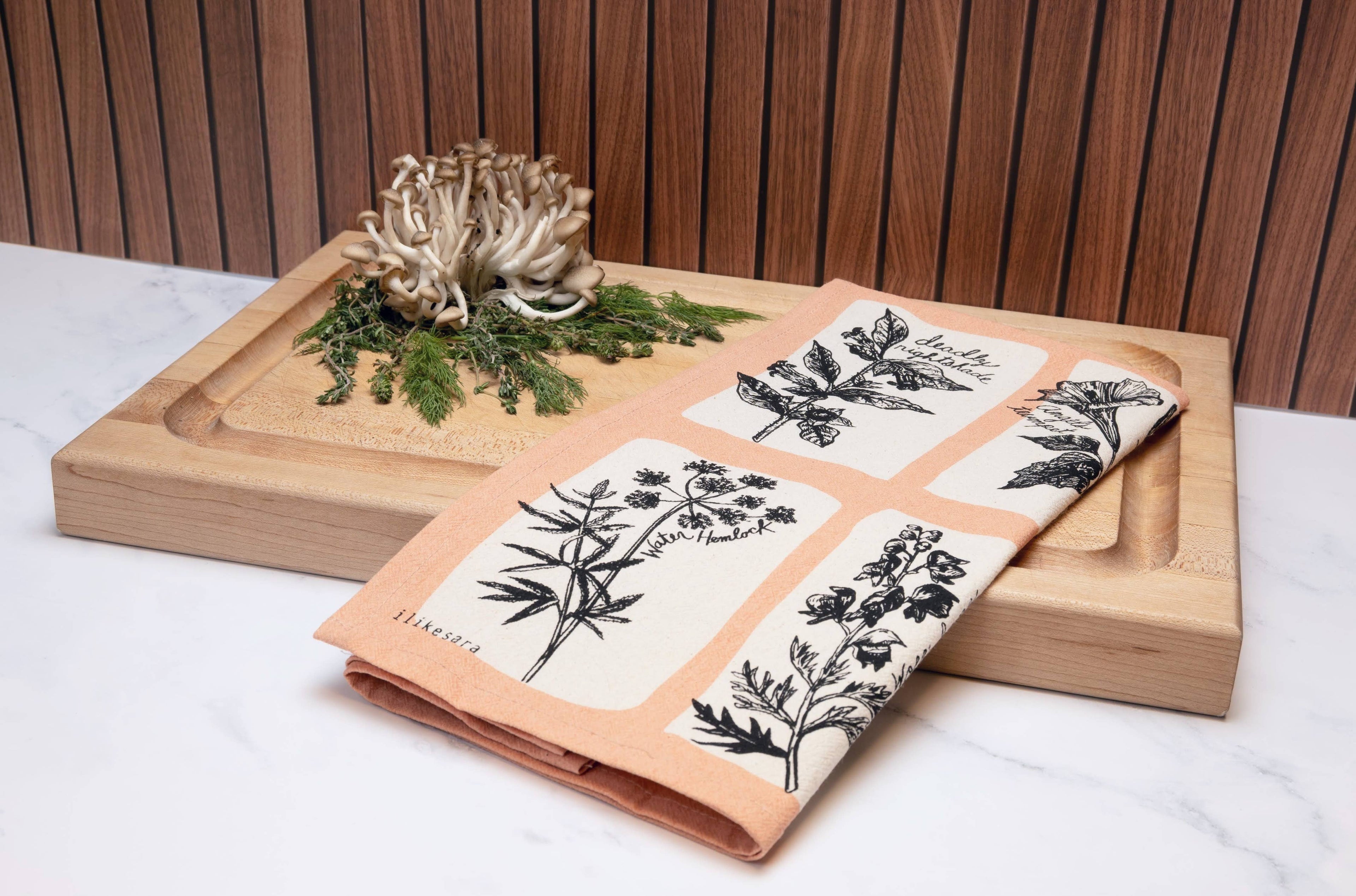 Tea towel | fatal florals - poisonous flower pink cotton flour sack kitchen dish cloth