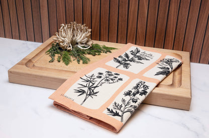 Tea towel | fatal florals - poisonous flower pink cotton flour sack kitchen dish cloth