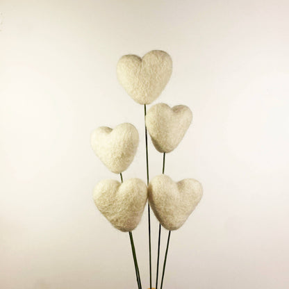 Felt Heart Stem Singles Fresh Cream