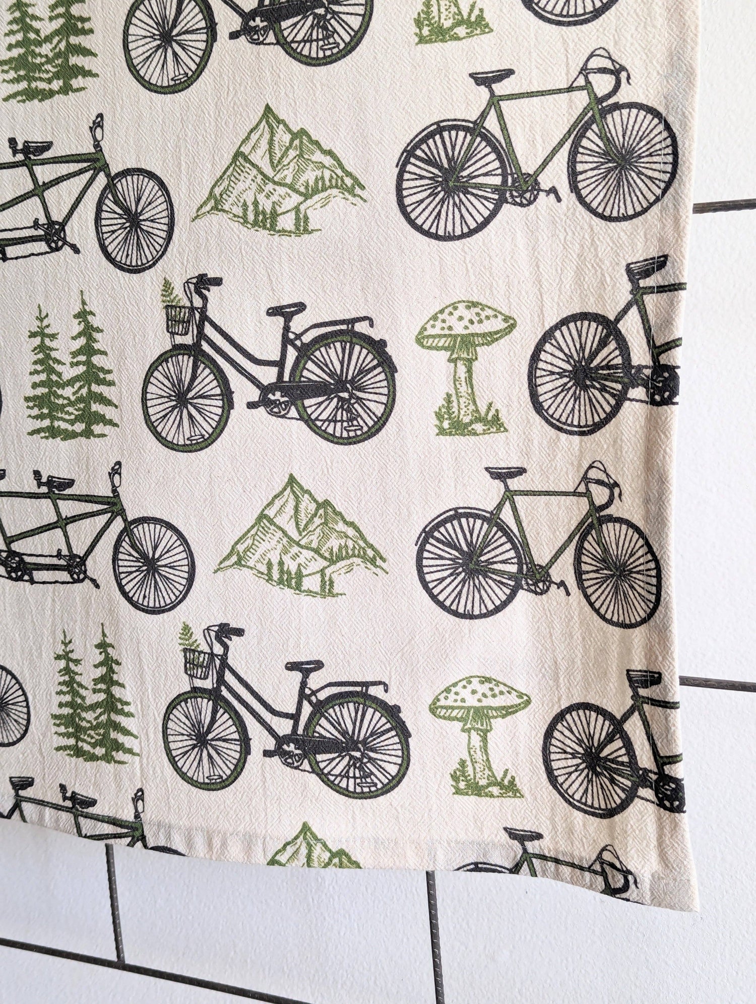 Tea towel | bicycle adventure - bike &amp; nature cotton flour sack dish cloth