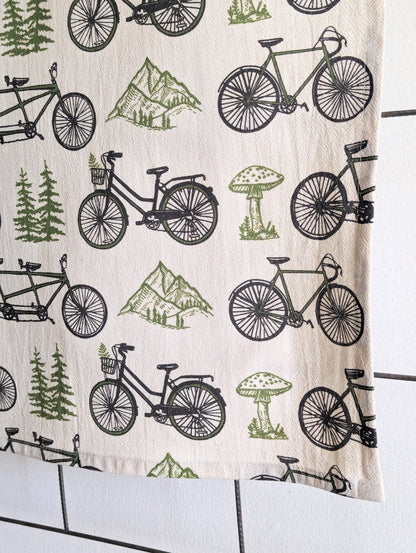 Tea towel | bicycle adventure - bike &amp; nature cotton flour sack dish cloth