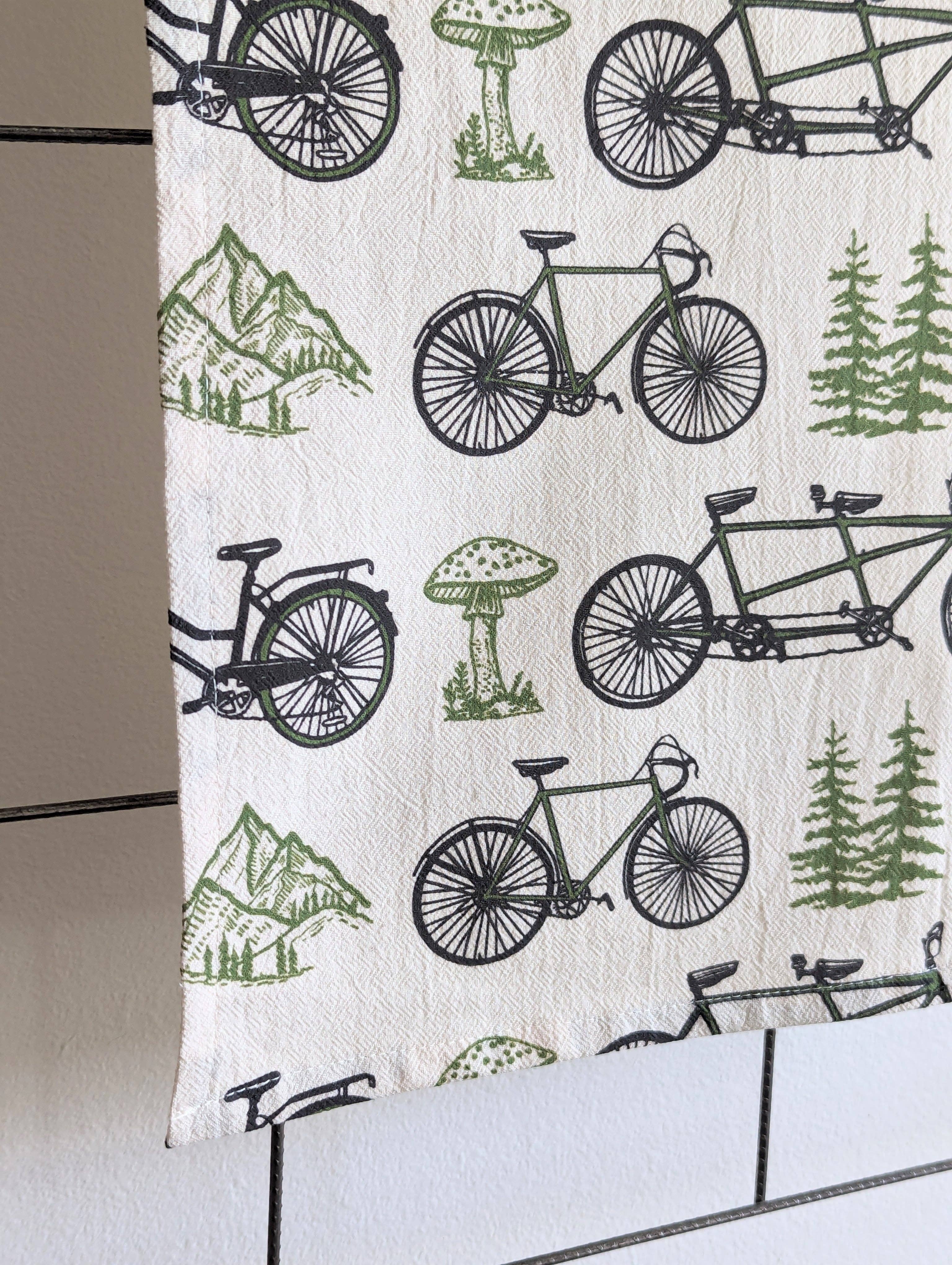 Tea towel | bicycle adventure - bike &amp; nature cotton flour sack dish cloth