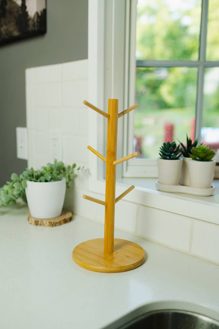 Bamboo Retail Display Stand with Pegs