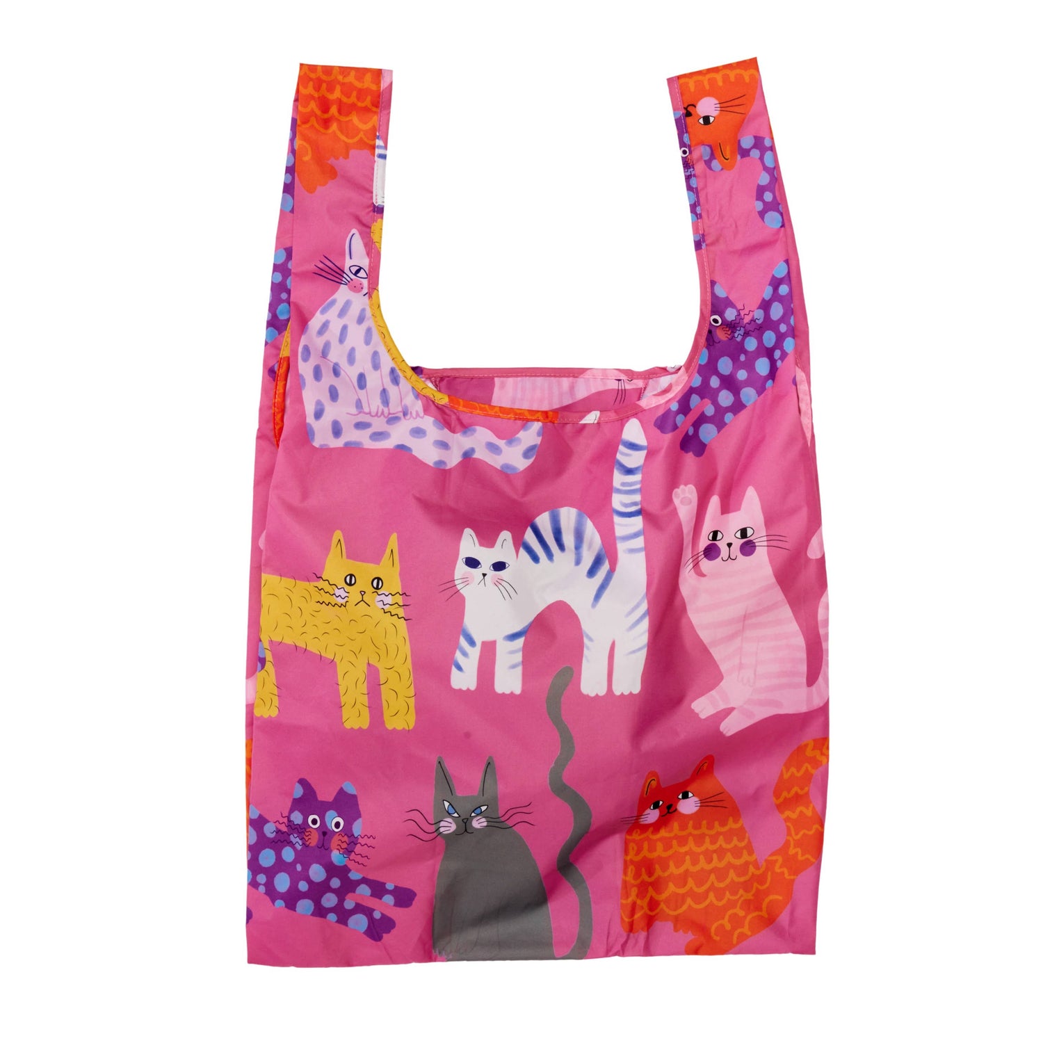 New Print! Fuchsia Arty Cats Eco-Friendly Reusable Bag