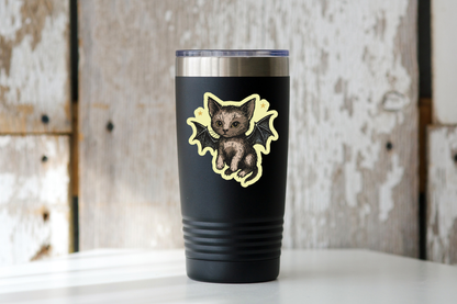 Bat Cat Sticker - kitten, kitty, halloween, spooky, fall