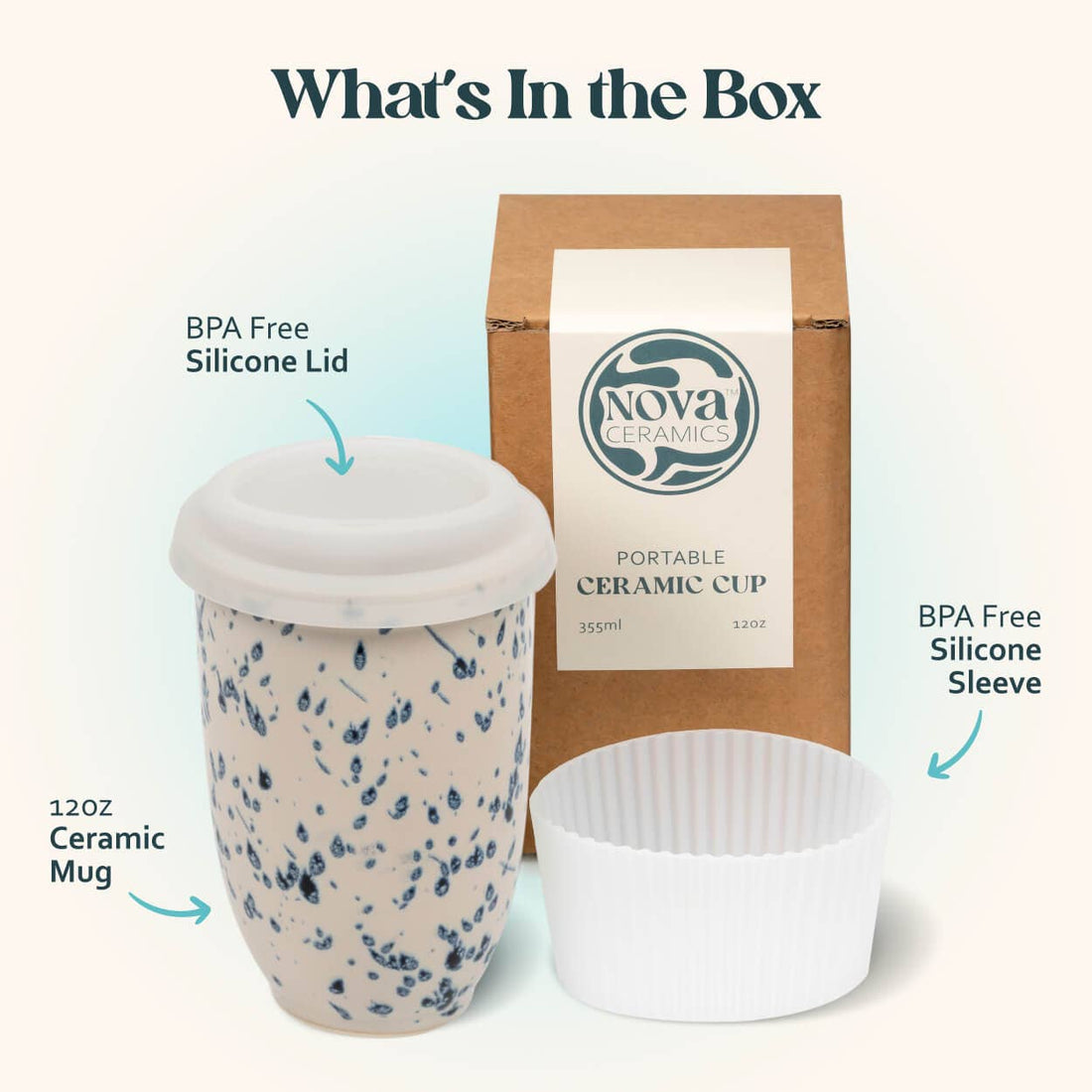 Orchid Ceramic Travel Mug – 12oz with Lid &amp; Sleeve