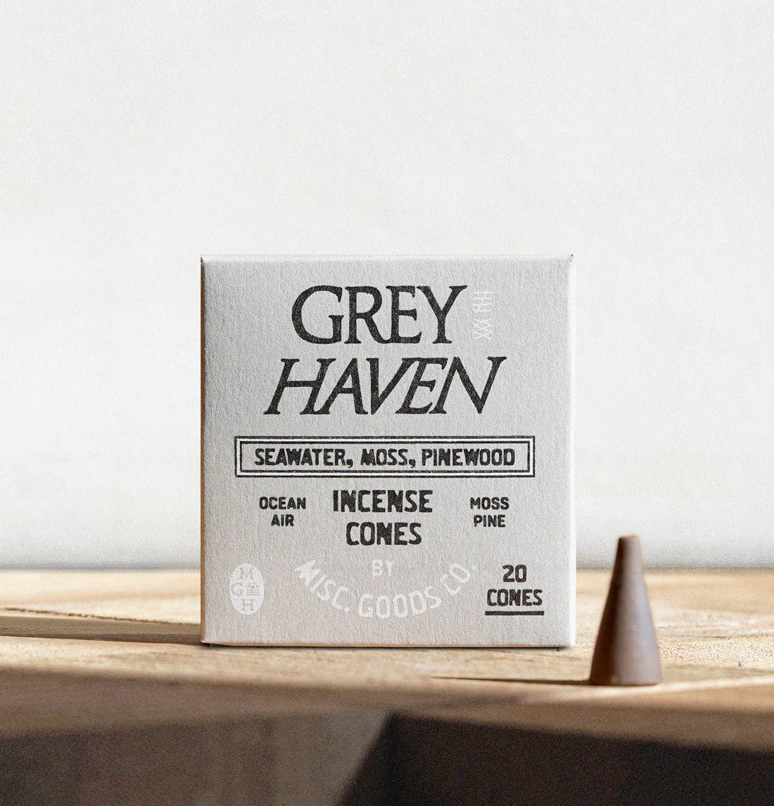 Greyhaven Incense Cones – Salt Air, Moss &amp; Pine | Clean Burning, 20-Pack