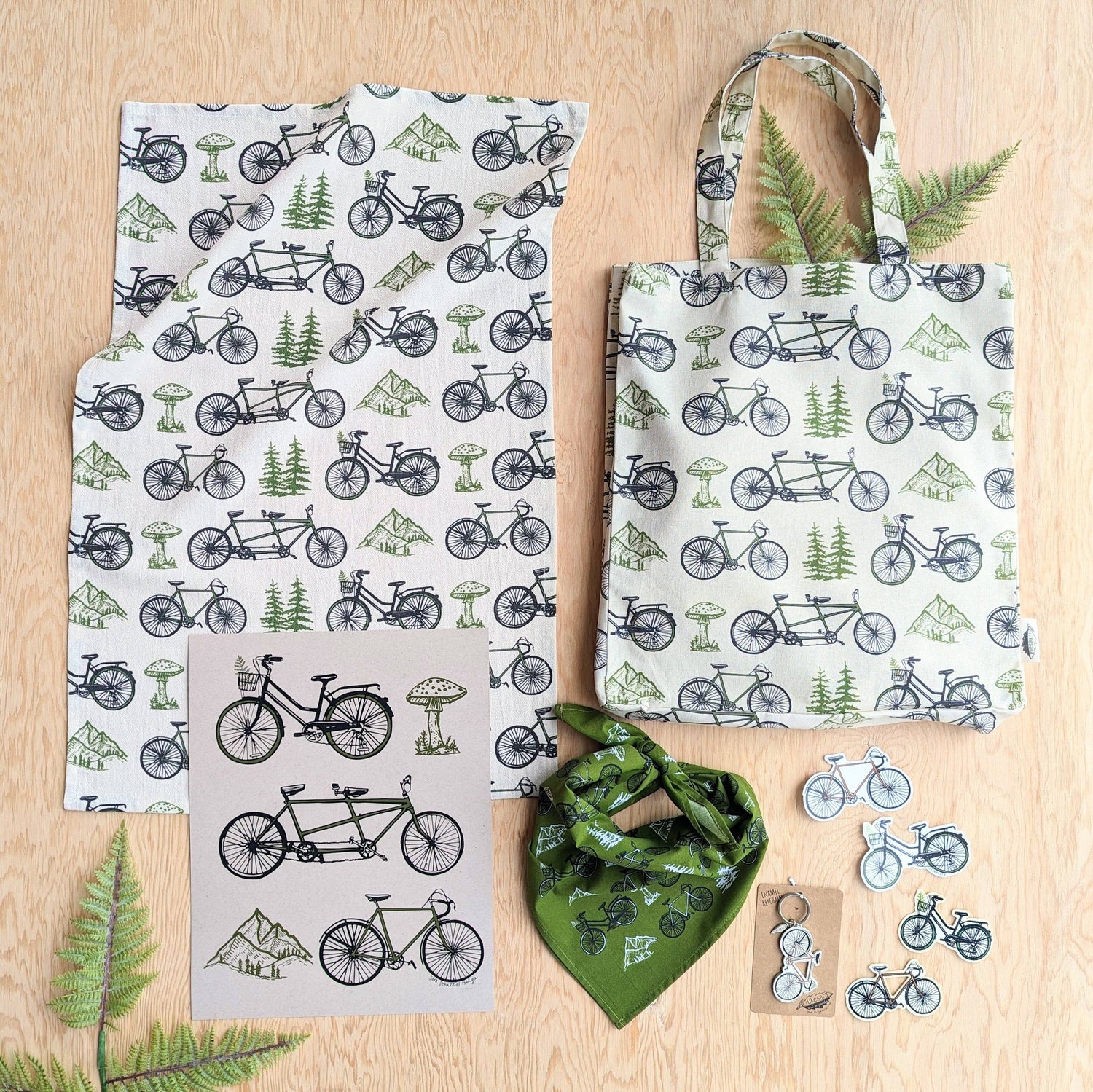 Tea towel | bicycle adventure - bike &amp; nature cotton flour sack dish cloth
