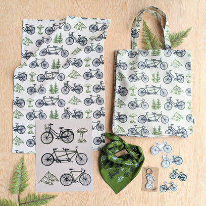 Tea towel | bicycle adventure - bike &amp; nature cotton flour sack dish cloth