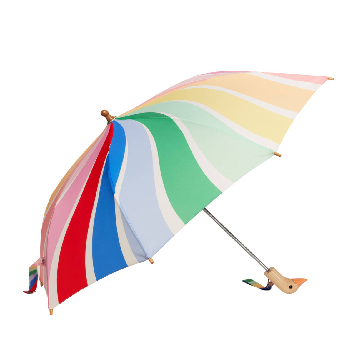 Limited Meri Meri Rainbow Stripes Kids Duck Umbrella