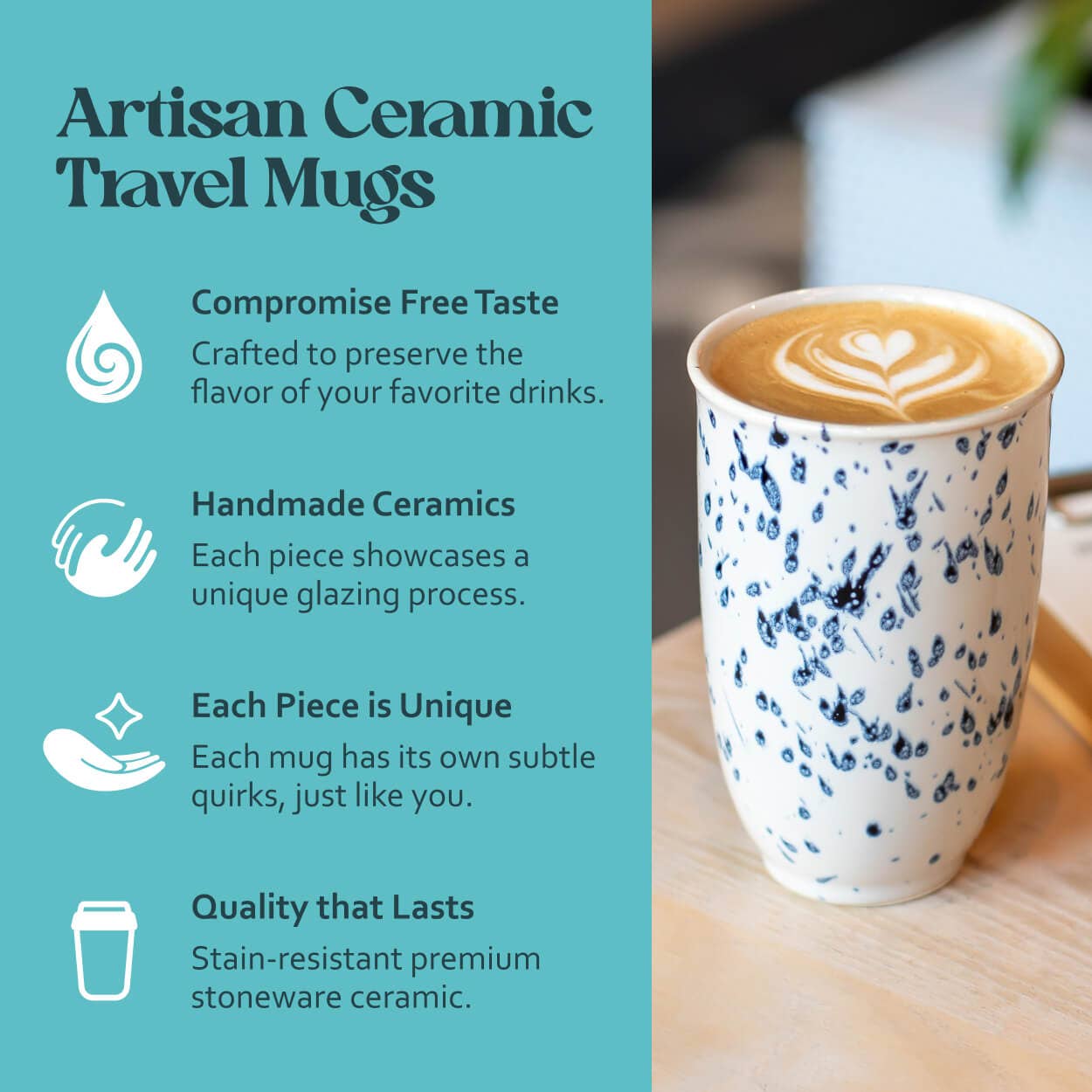 Orchid Ceramic Travel Mug – 12oz with Lid &amp; Sleeve