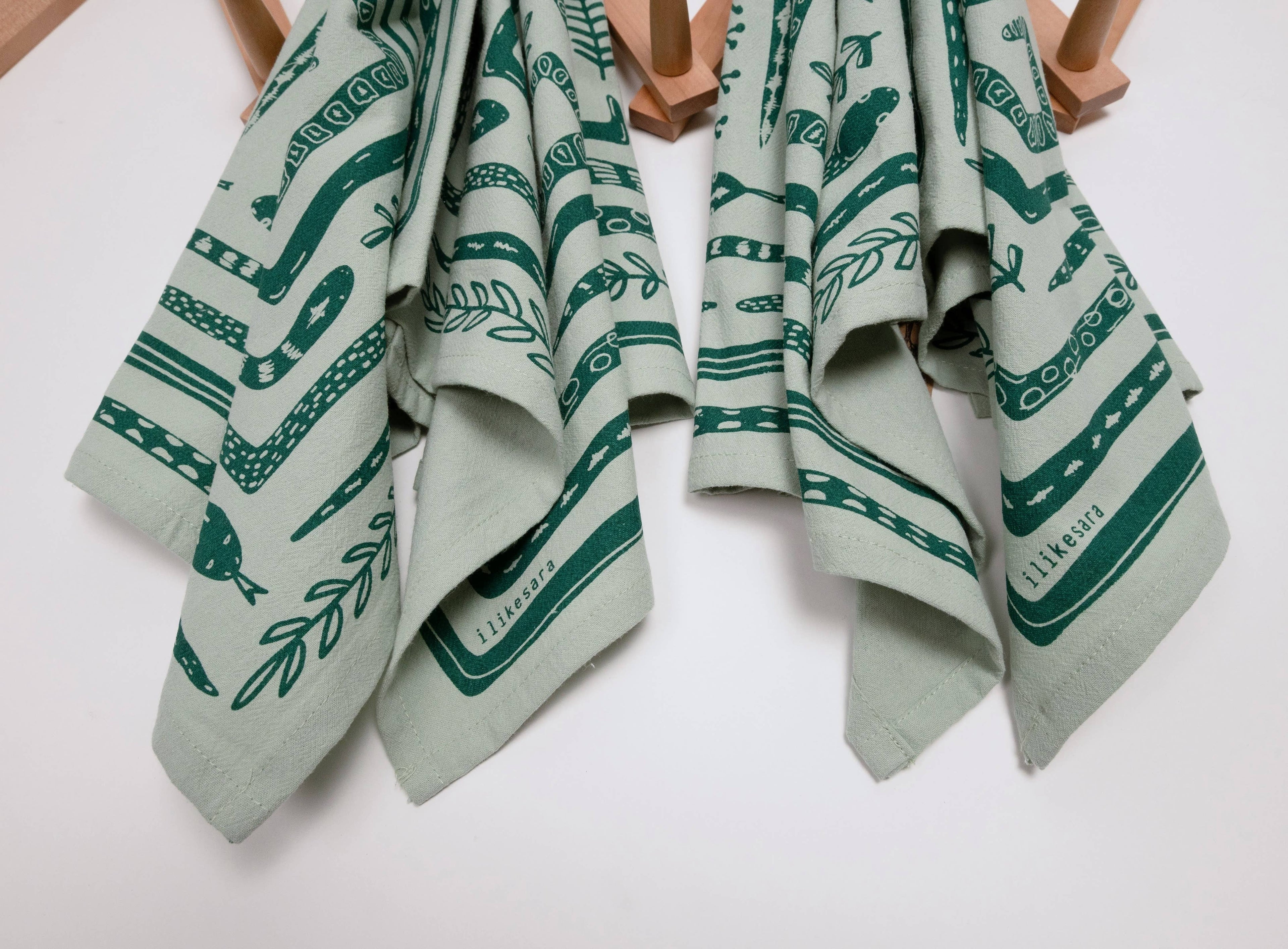 Tea towel | serpent path - cotton flour sack snake kitchen dish cloth