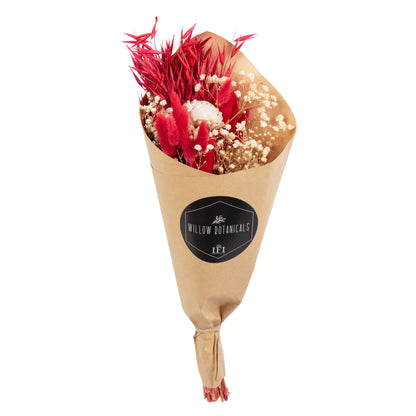 Red &amp; White Mixed Dried Flower Bouquet