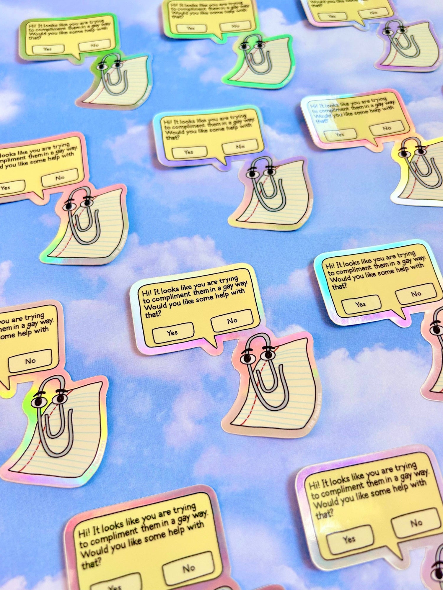 Gay Clippy Holographic Sticker