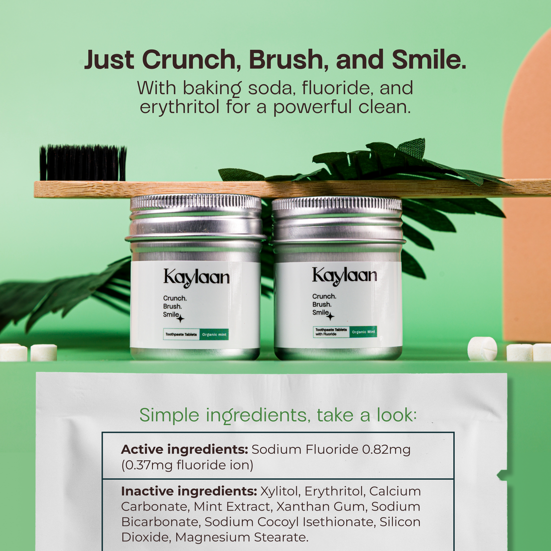 Kaylaan –Fluoride Toothpaste Tablets Refill| Mint |90 Count