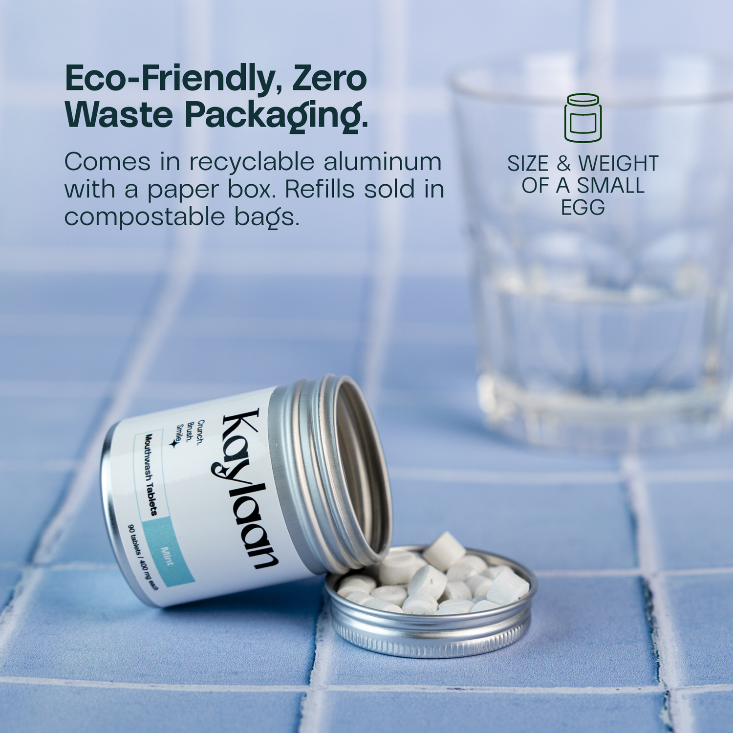 Kaylaan Mouthwash Tablets –Plastic-Free, Travel-Friendly Tin